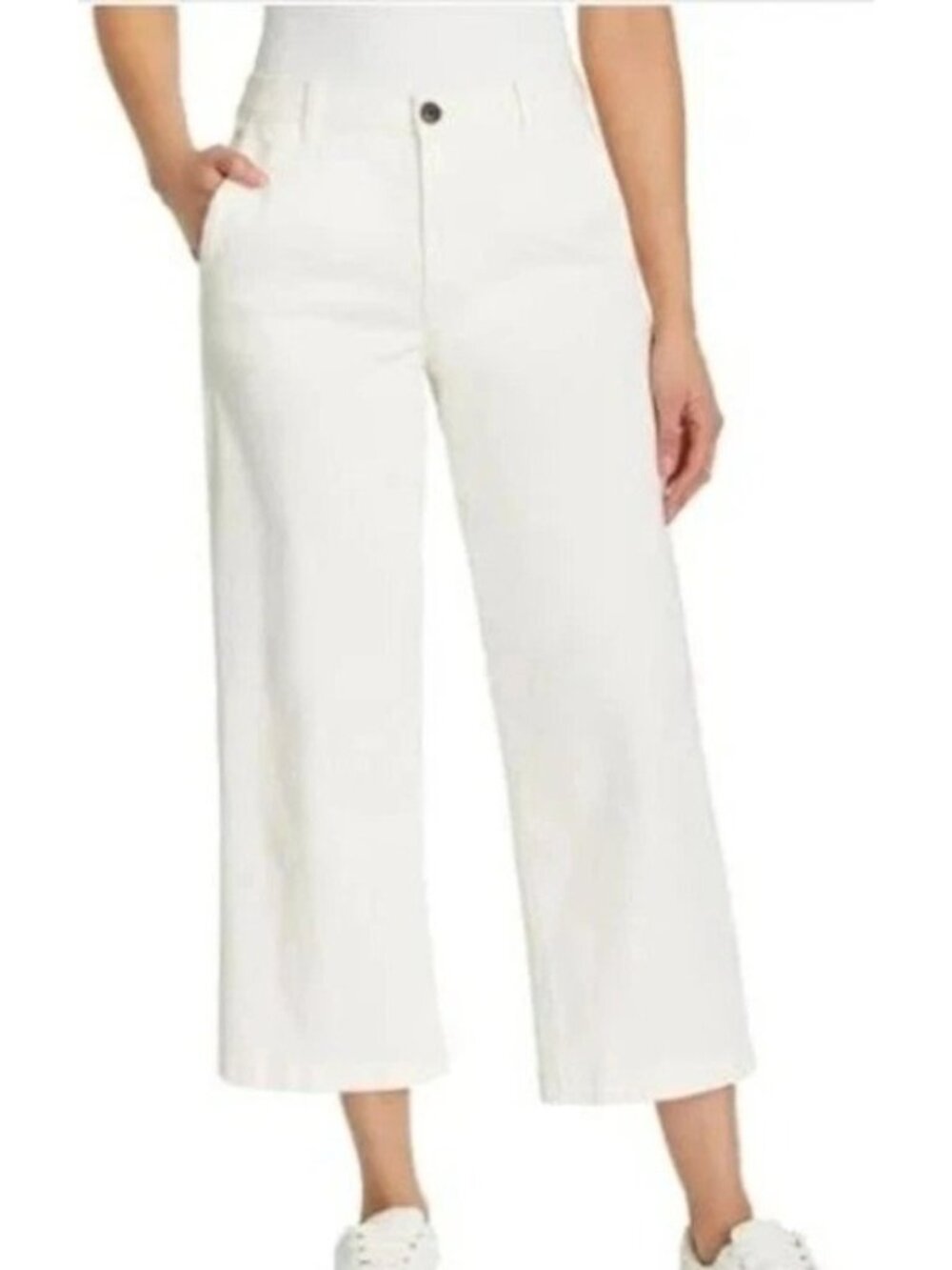 NWT Ella Moss Women's Size 10 Ivory Wide Leg Crop Stretched Denim Pants